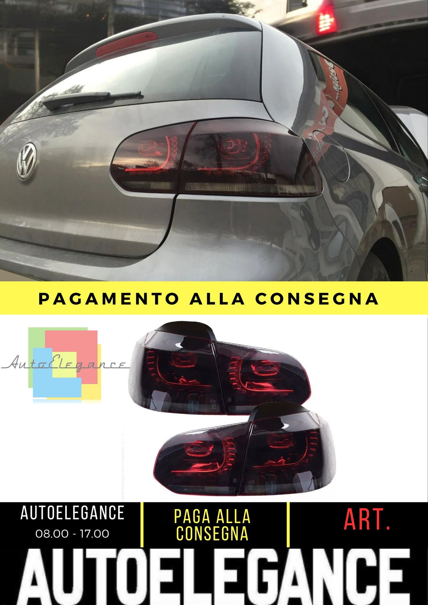 FANALI POSTERIORI LED PER VW GOLF 6 5K1 08-12 ROSSO FUMO ORIGINALI R-LOOK FANALI POSTERIORI