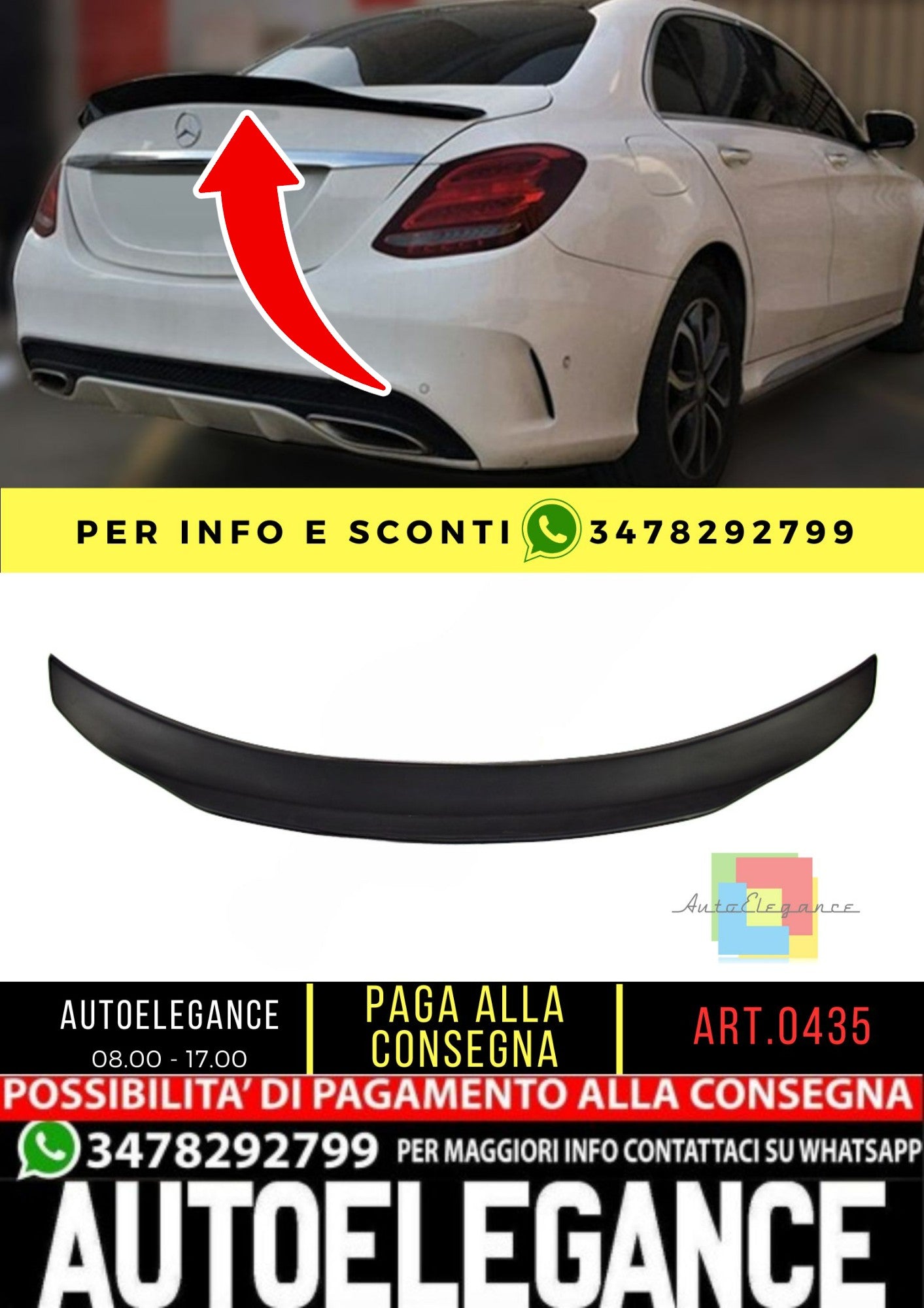 🔥SPOILER adatto per Mercedes C class W205 2014-2021 - GREZZO