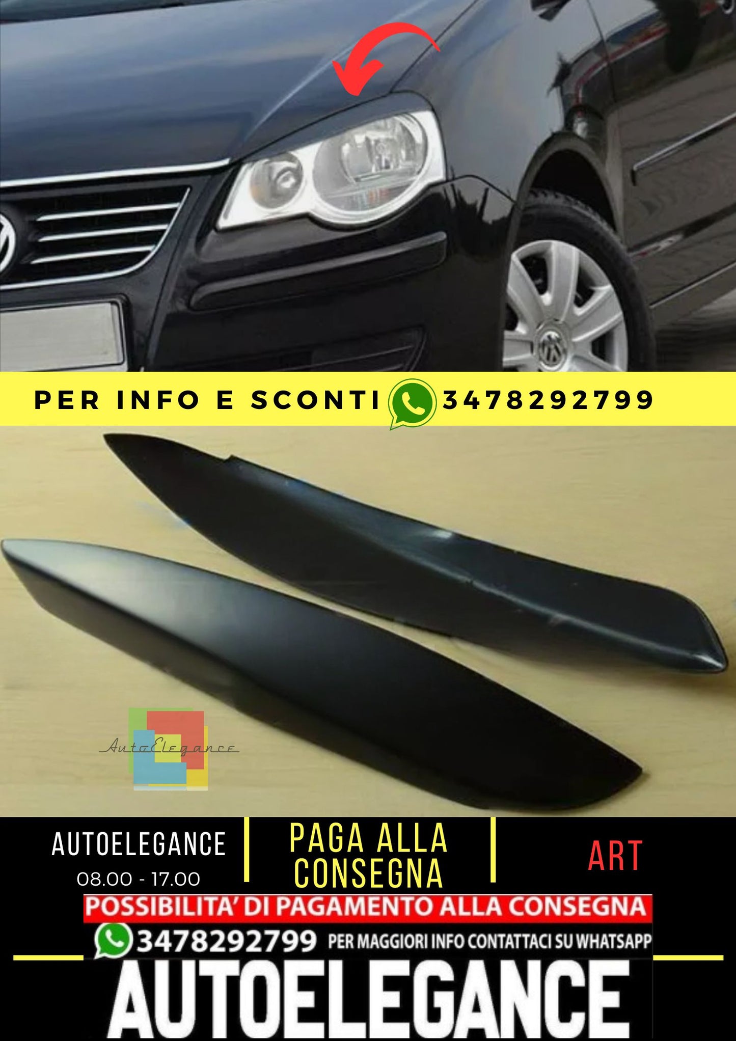 Sopracciglia per VW POLO IV 4 9N3 Restyling 2005-2009 ABS Plastica