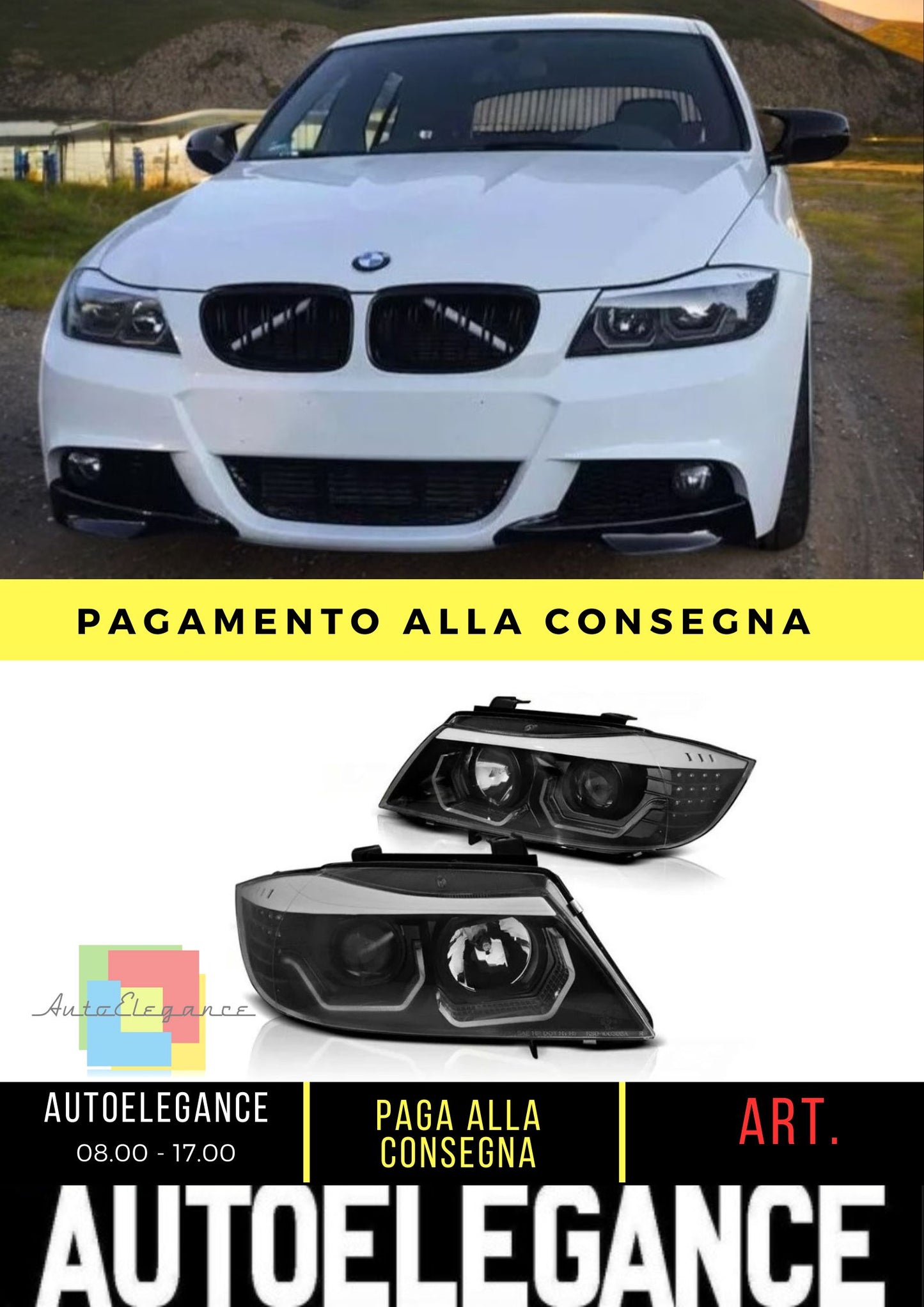 Fari per BMW E90 E91 2005-2008 neri con frecce LED sinistro destro