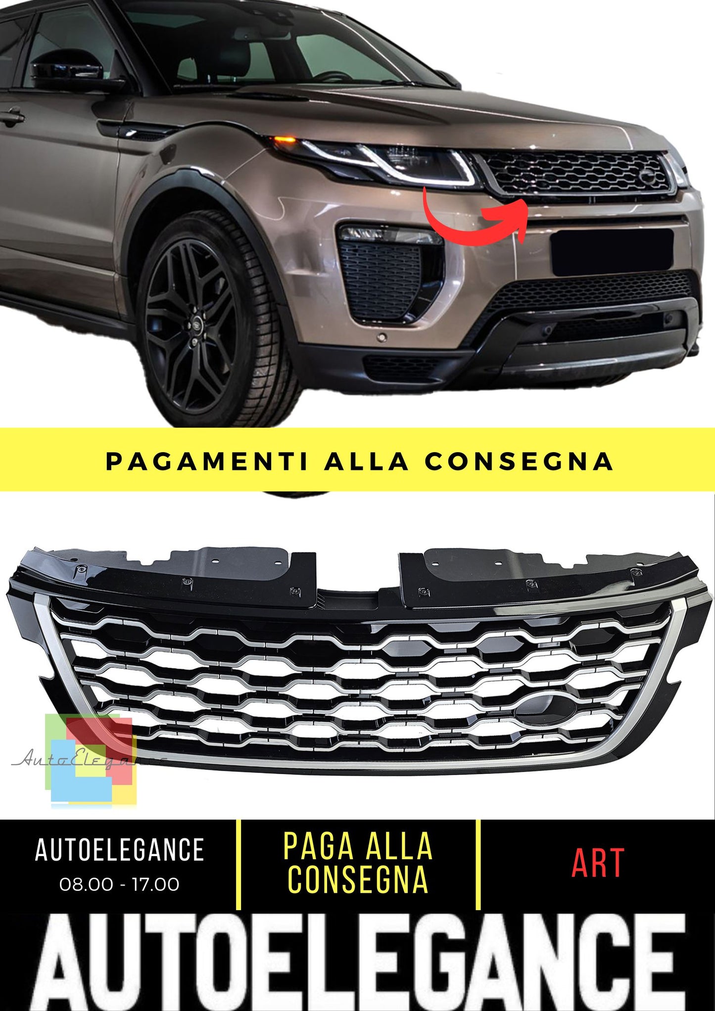 Black Silver Performance Grille suitable for Range Rover Evoque L551 from 2019