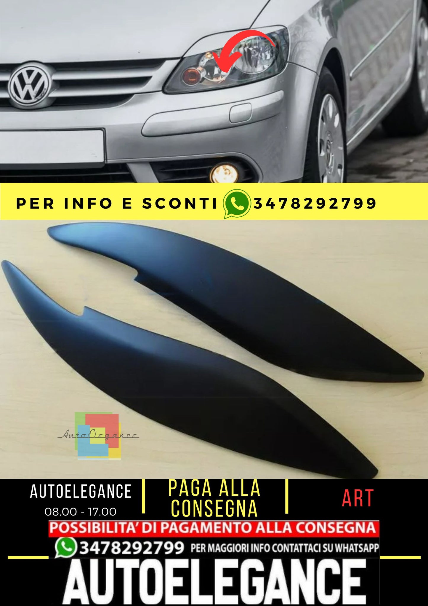 Sopracciglia per VW GOLF PLUS 2005-2009 ABS Plastica palpebre fari