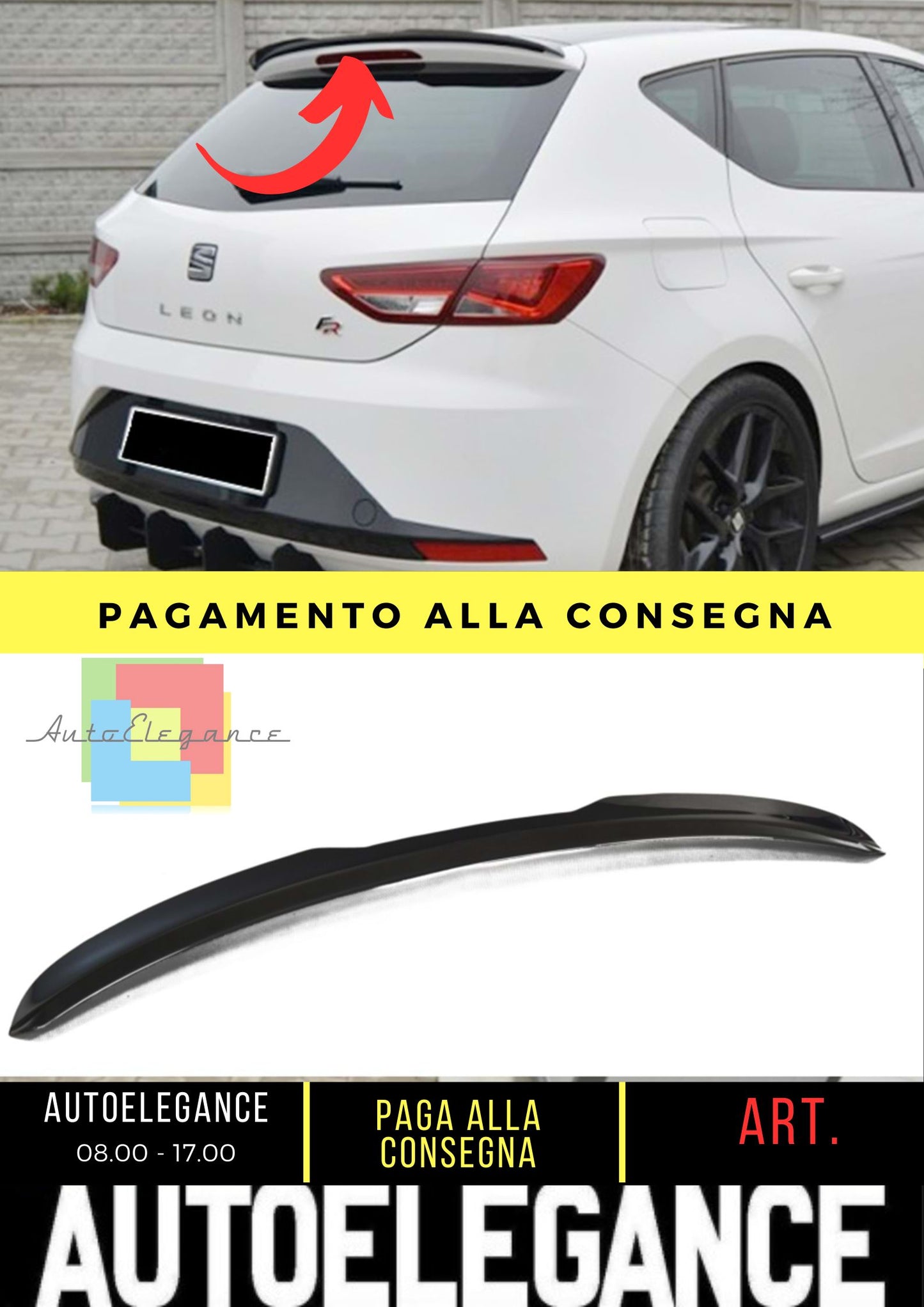 Leon Mk3 Max Posteriore Cupra/FR Tappo Spoiler Piano Nero Vuoto Plastica 12-20