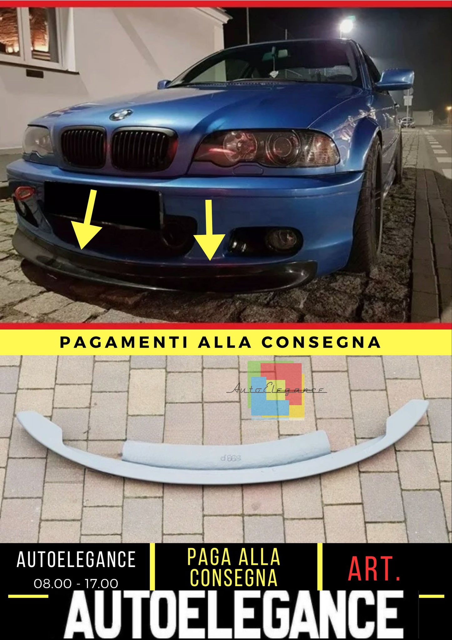 FRONT SKIRT BMW 3 E46 CSL look /spoiler/splitter - for MTECH 2 MSPORT 2-