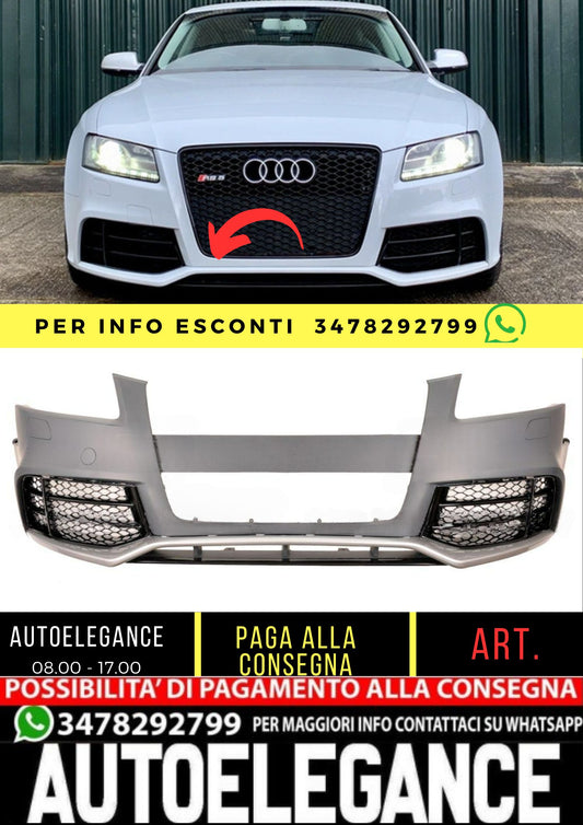 Paraurti anteriore RS5 Look con SRA per Audi A5 (8T) Coupe Cabrio Sportback (2007-2012)