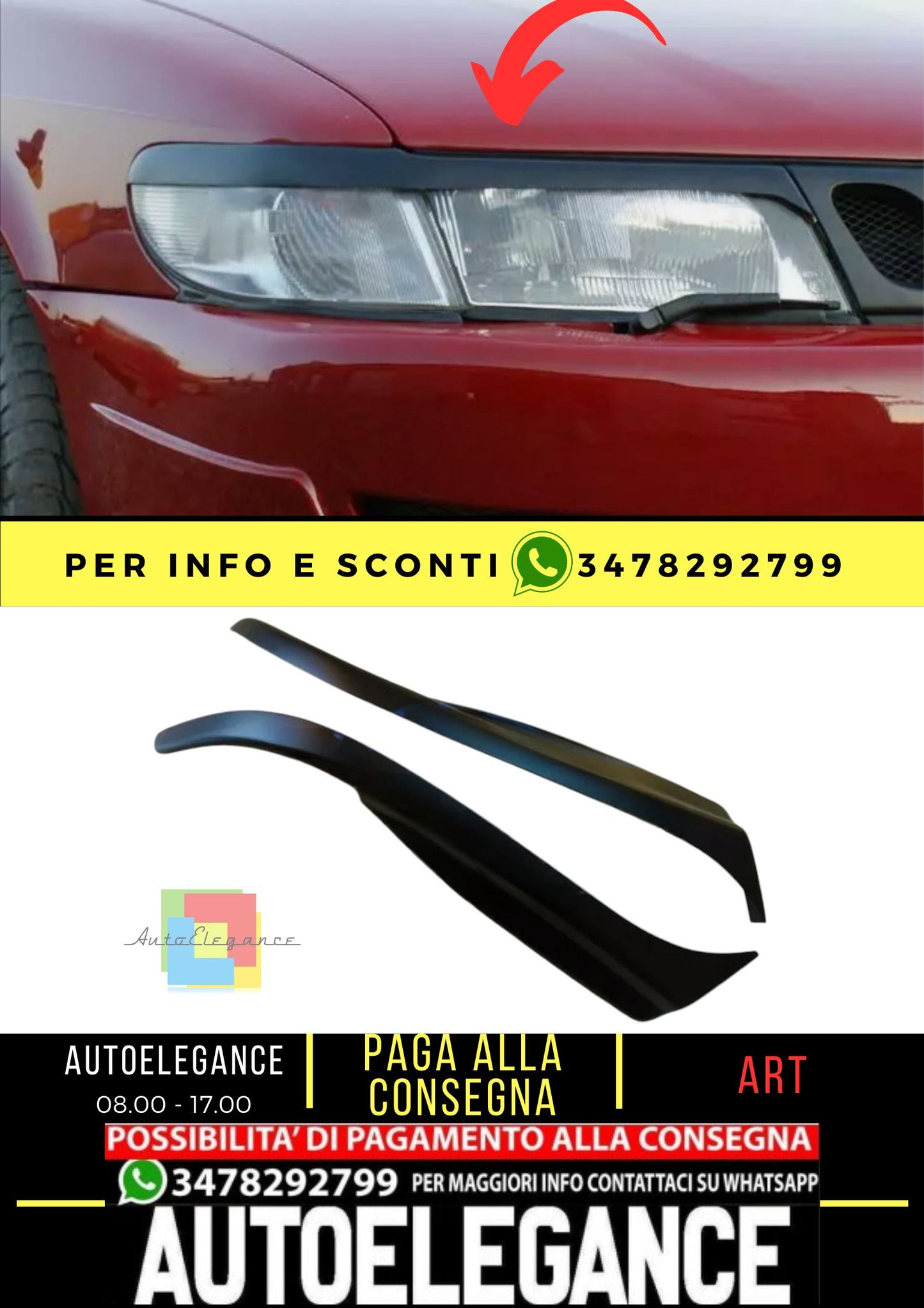 Sopracciglia per SAAB 9-3/900 1993-2002 ABS plastica