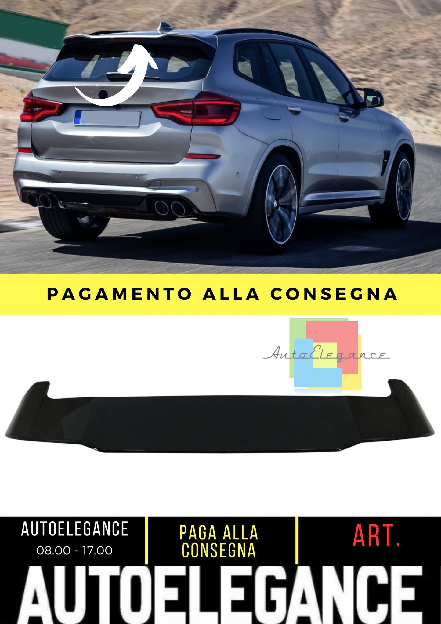 Spoiler sul tetto adatto per BMW X3 G01 (dal 2017 in poi) BK Style Piano Black