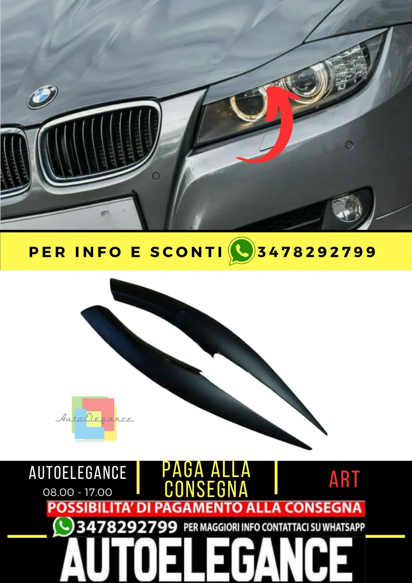 Sopracciglia per BMW 3 E90 E91 2005-2012 Plastique ABS , NEUF
