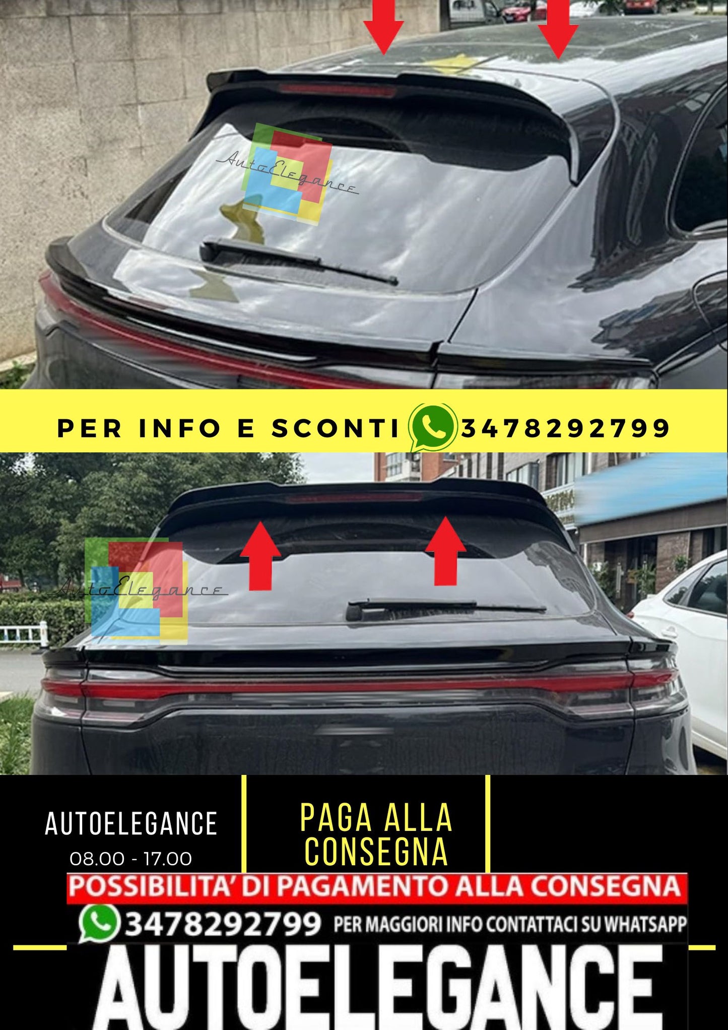 Porsche Macan 2014-2024 SPOILER TETTO nero lucido