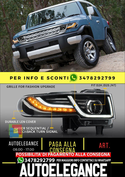 Fari a LED per Toyota Fj Cruiser con griglia 2007-2015 con indicatori sequenziali (lampadine non incluse)