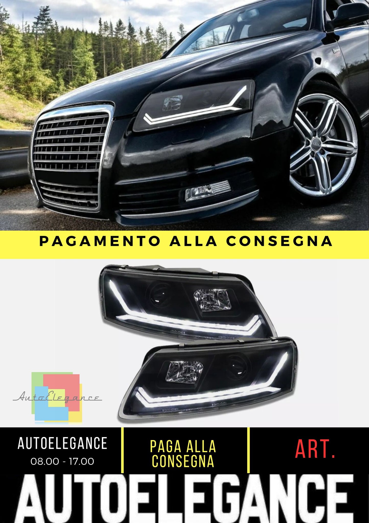 Per Audi A6 4F 08-11 Faro allo Xeno Design 4G TFL Frecce Led Luce di marcia