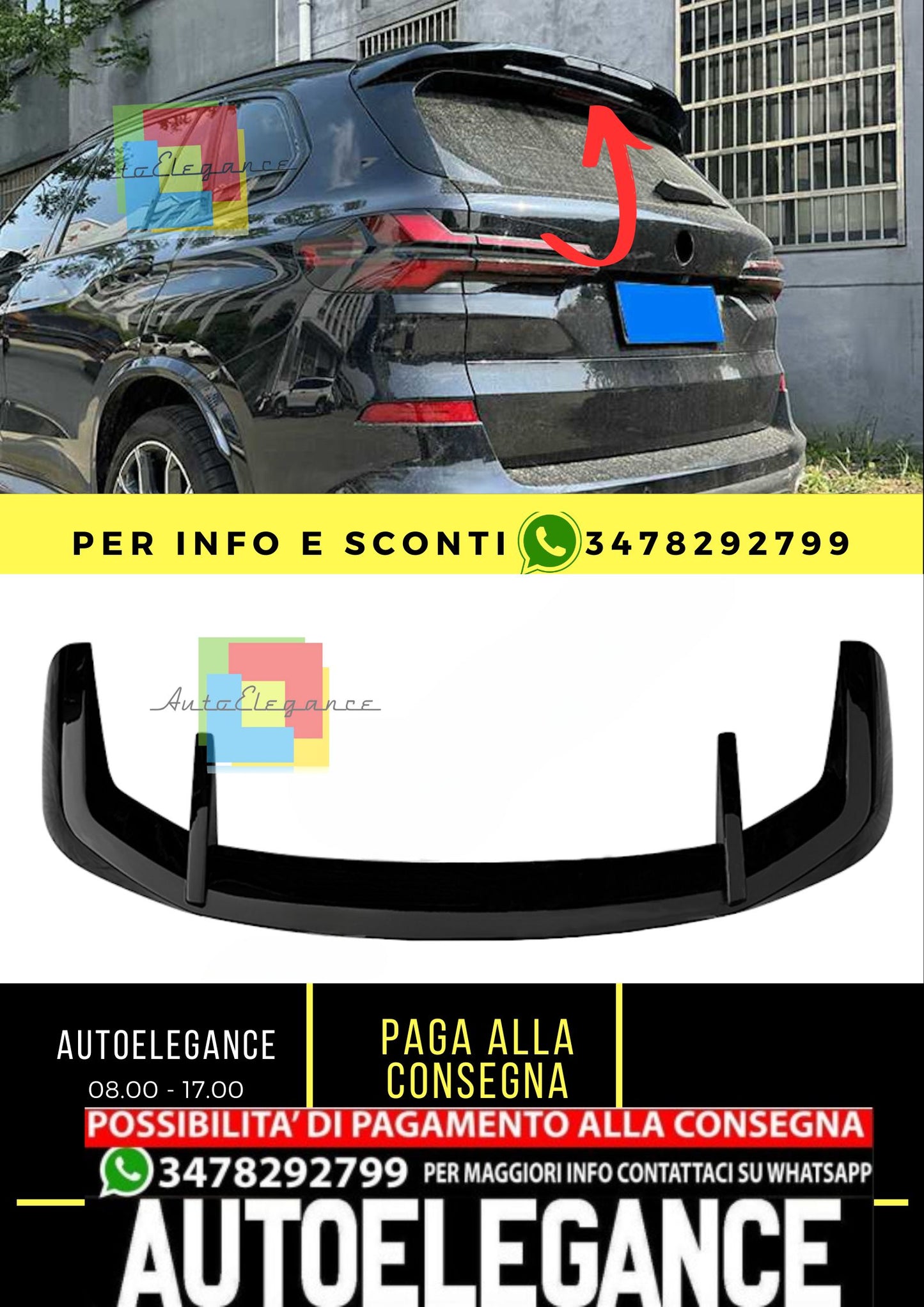 BMW X5 G05 2018+ SPOILER TETTO nero lucido