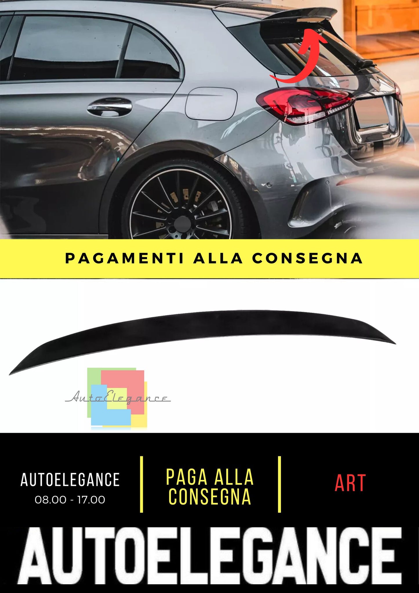 Spoiler posteriore ala posteriore adatto per Mercedes Benz Classe A W177 Hatchback nero