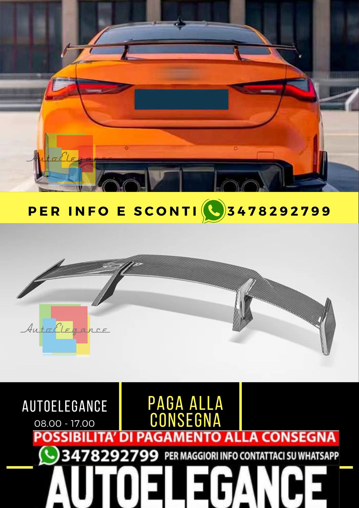 BMW M4 G82 Coupe 2021+ SPOILER BAGAGLIAIO nero opaco