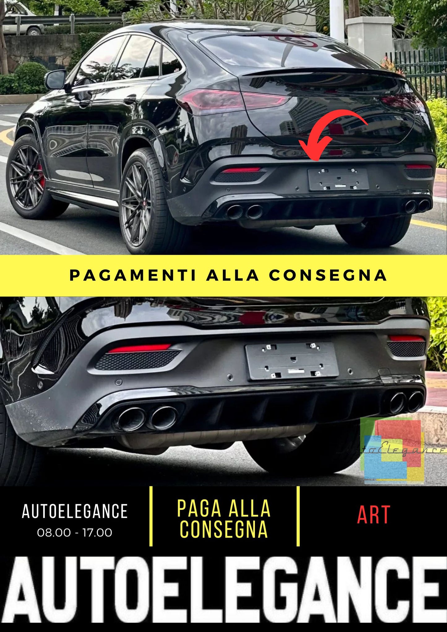 Diffusore posteriore attacco posteriore terminale tuning adatto per Mercedes GLE W167 C167 nero