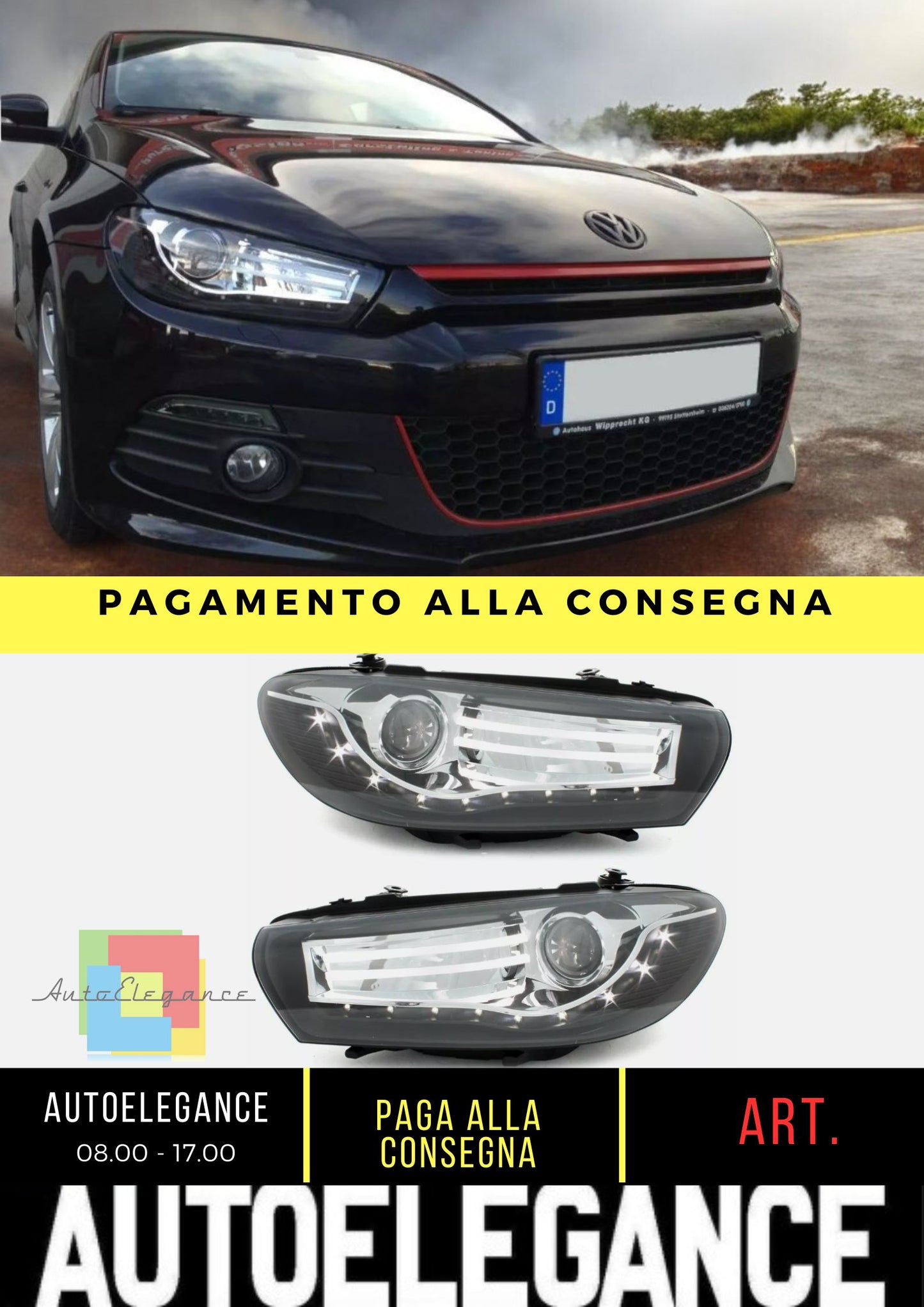 Fari per VW Scirocco 08-14 nero led luci di posizione Lightbar Depo set