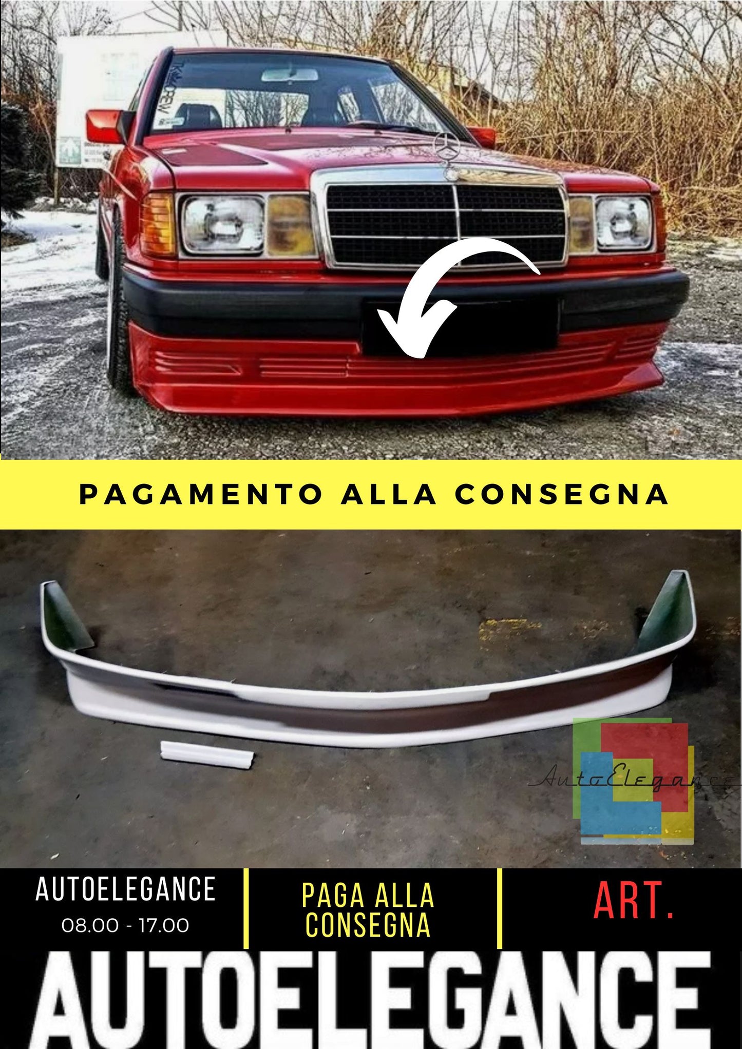 MERCEDES 190 GONNA ANTERIORE / LABBRO / PARAURTI ANTERIORE INFERIORE SPOILER