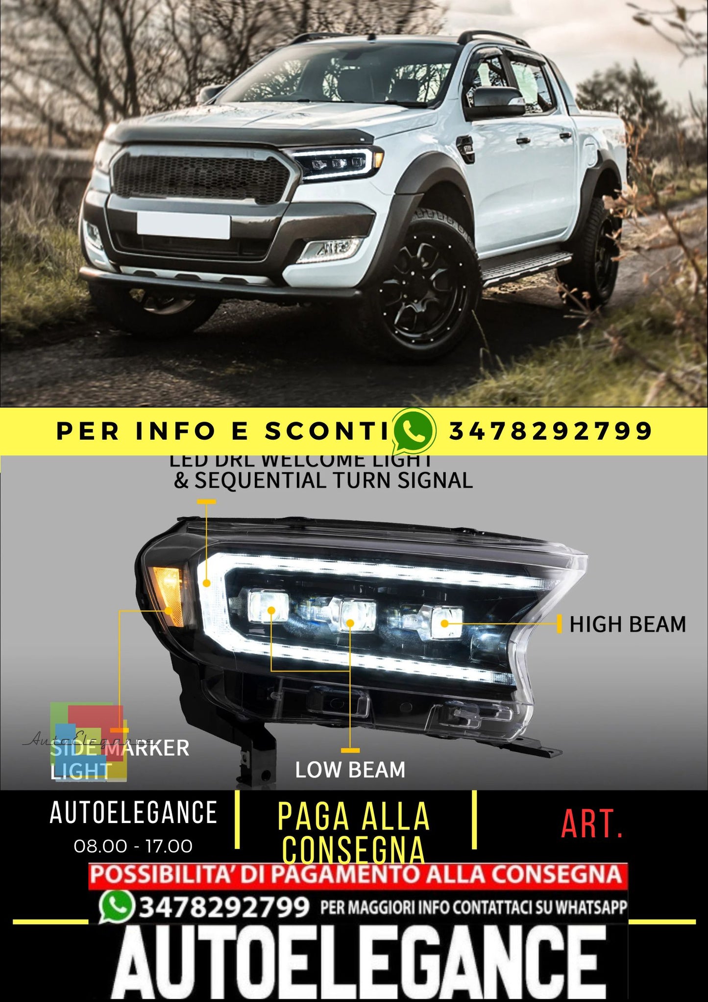 Proiettore Matrix e fari Full LED per Ford Ranger 2015-UP (non per modelli americani)