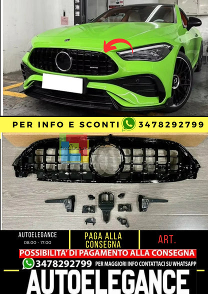 GRIGLIA ANTERIORE ADATTA PER MERCEDES CLE W236 2024+ AMG GT PROFILI NERO LUCIDO