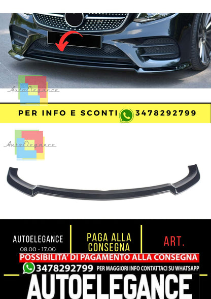 W213 Max V2 Labbro Anteriore Piano Nero Vacuum Plastica / Adatto Coupe & Cabrio 2017-2020
