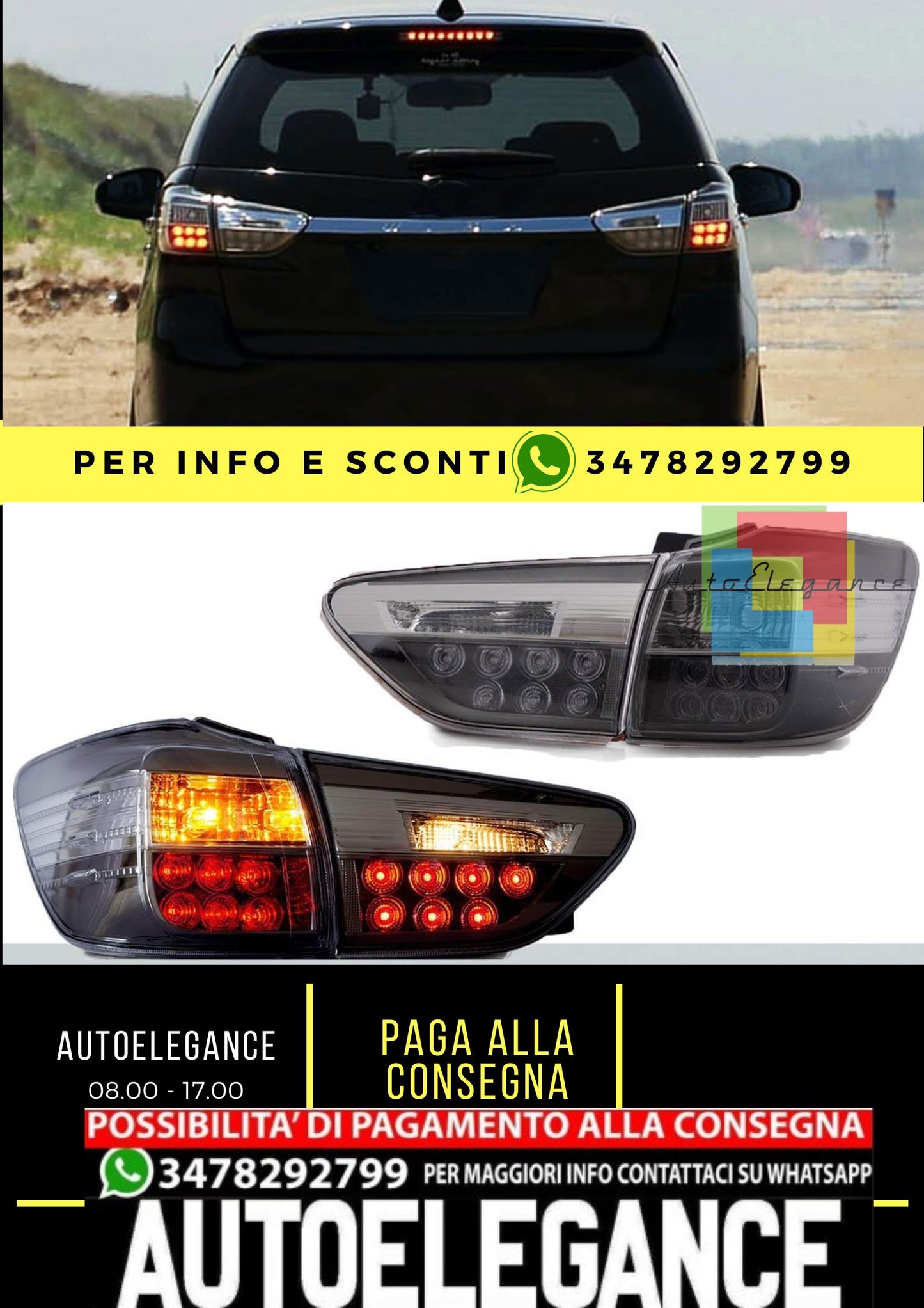 Fanali posteriori trasparenti Toyota Wish 2009-2015 Seconda generazione