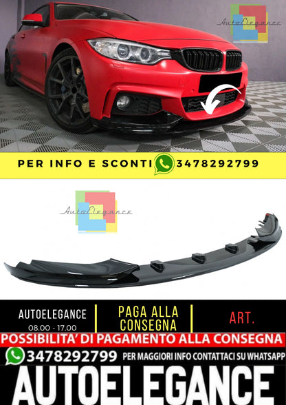 Spoiler paraurti anteriore per BMW Serie 4 F32 Coupe F33 Cabrio F36 Grand Coupe (2013-03.2019) M Design Piano Nero