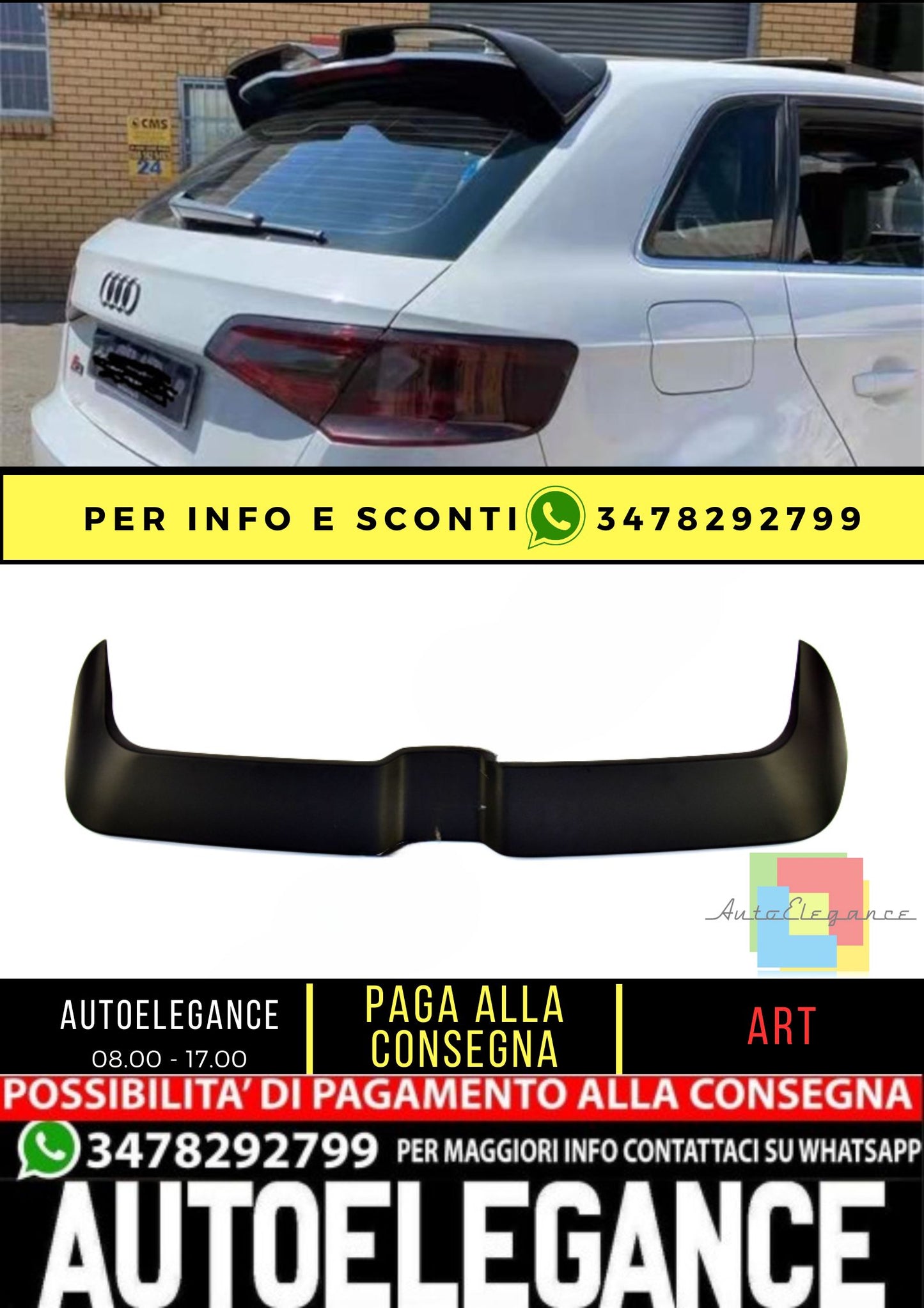 🔥SPOILER adatto per AUDI A3 8V 3D 5D Hatchback 2012-2020🔥