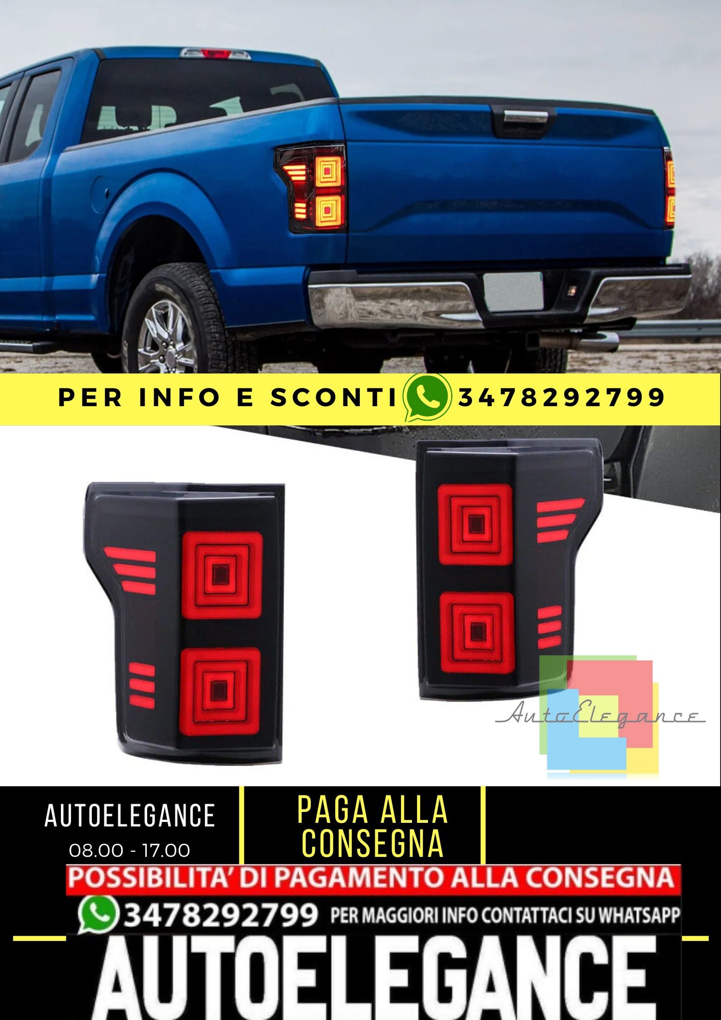 Fanali posteriori per Ford F150 2015-2020 con indicatore di direzione rosso【NON adatti per F150 Raptor】
