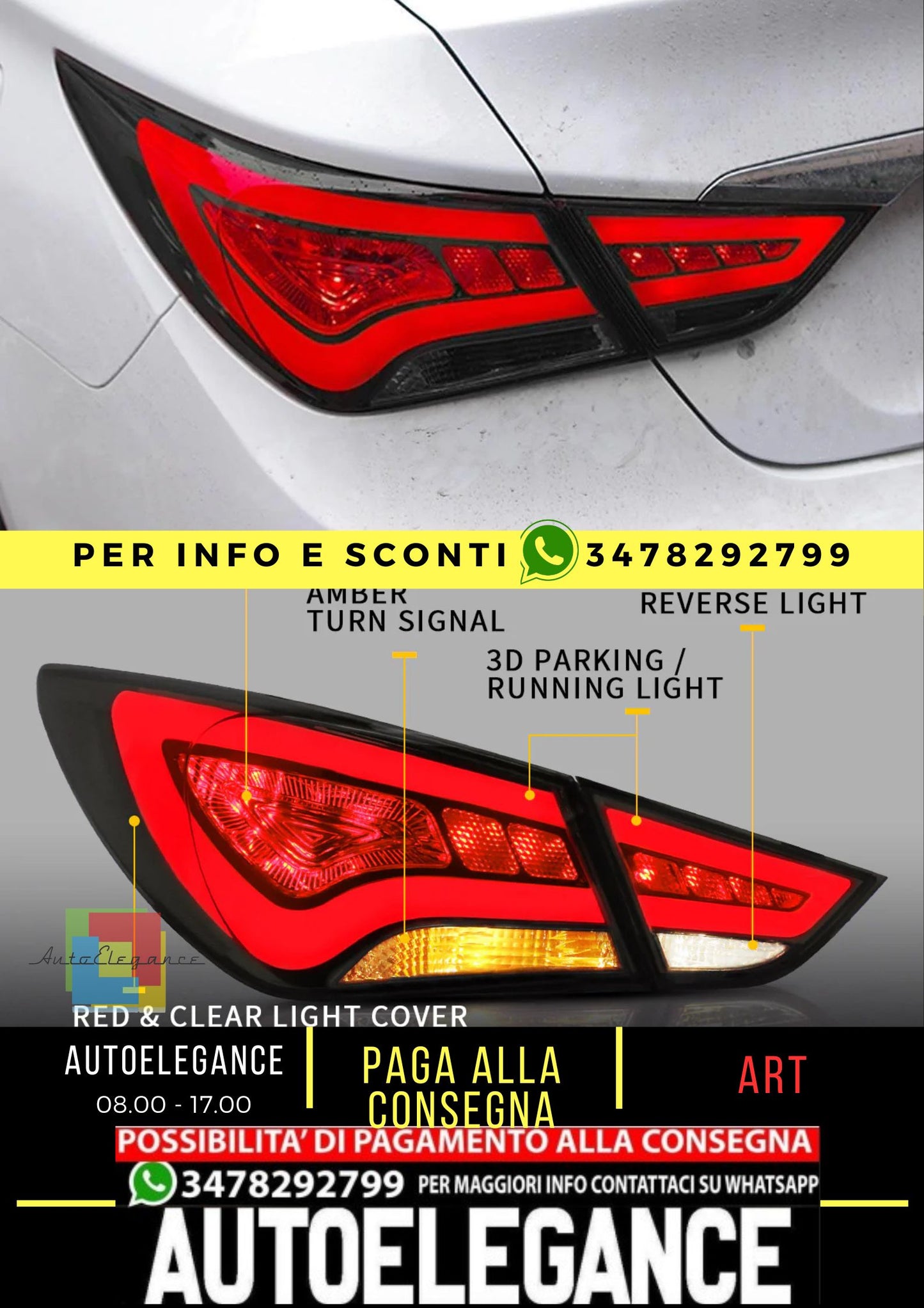 Fanali posteriori Full LED per Hyundai Sonata 6th Gen Sedan 2011-2014 ABS, PMMA, materiale in VETRO