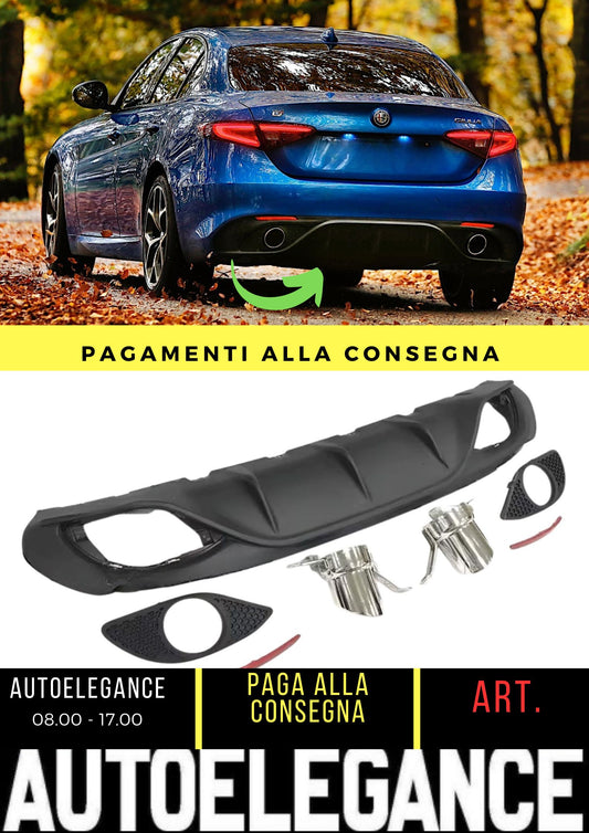 Diffusore posteriore Veloce per Alfa Romeo Giulia (952) (2016-2022) cromato