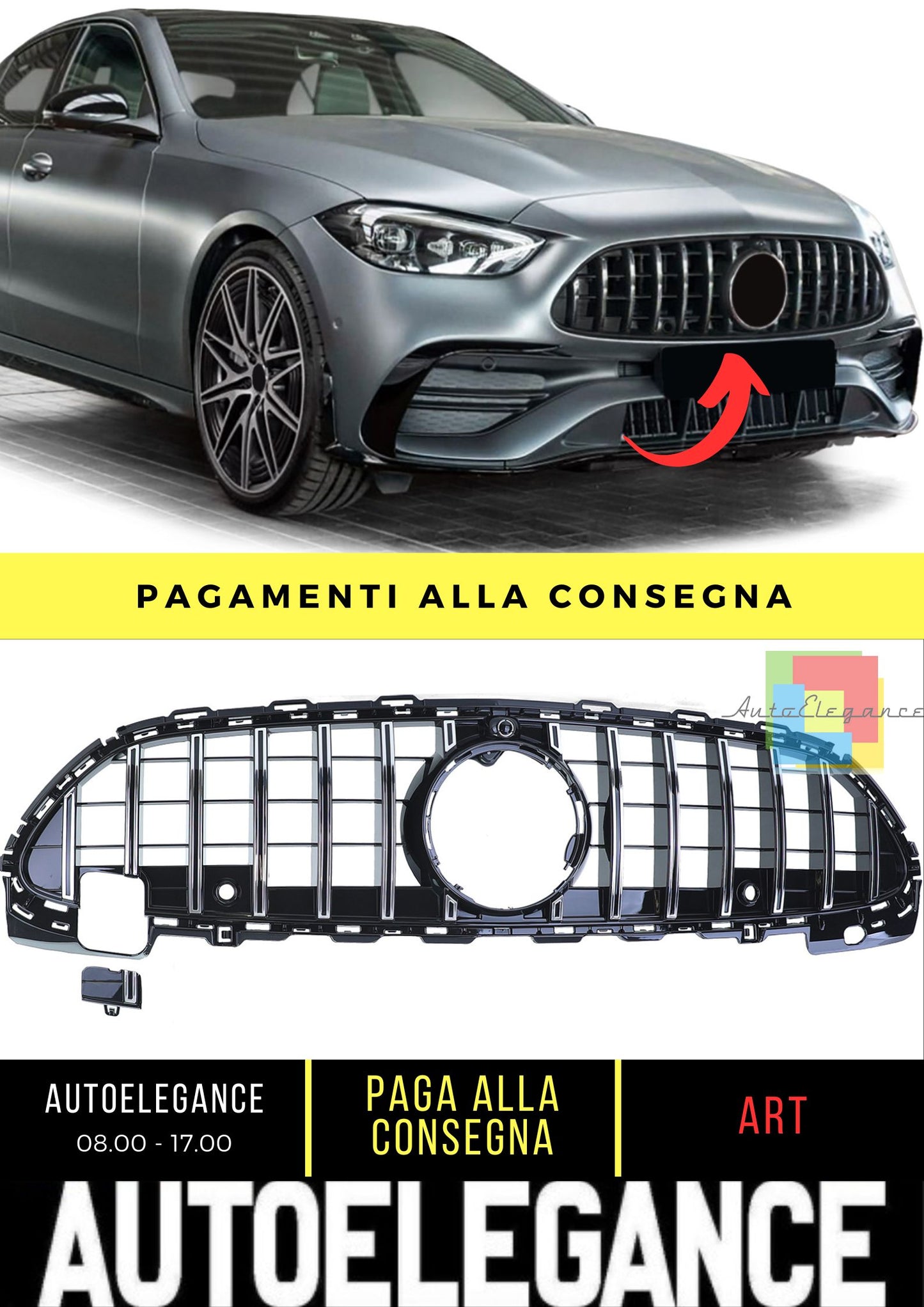 Griglia Sport Cromo Nero per Mercedes Classe C W206 S206 da 21