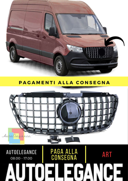 Griglia Sport Cromo Nero Lucido per Mercedes Sprinter W907 910 da 18