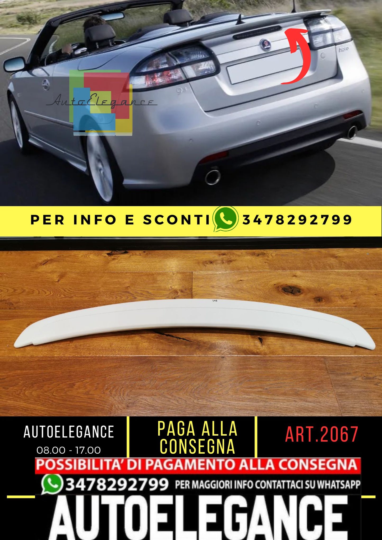 SPOILER SAAB 9-3 CABRIO 2002-2012 LOOK AERO GREZZO