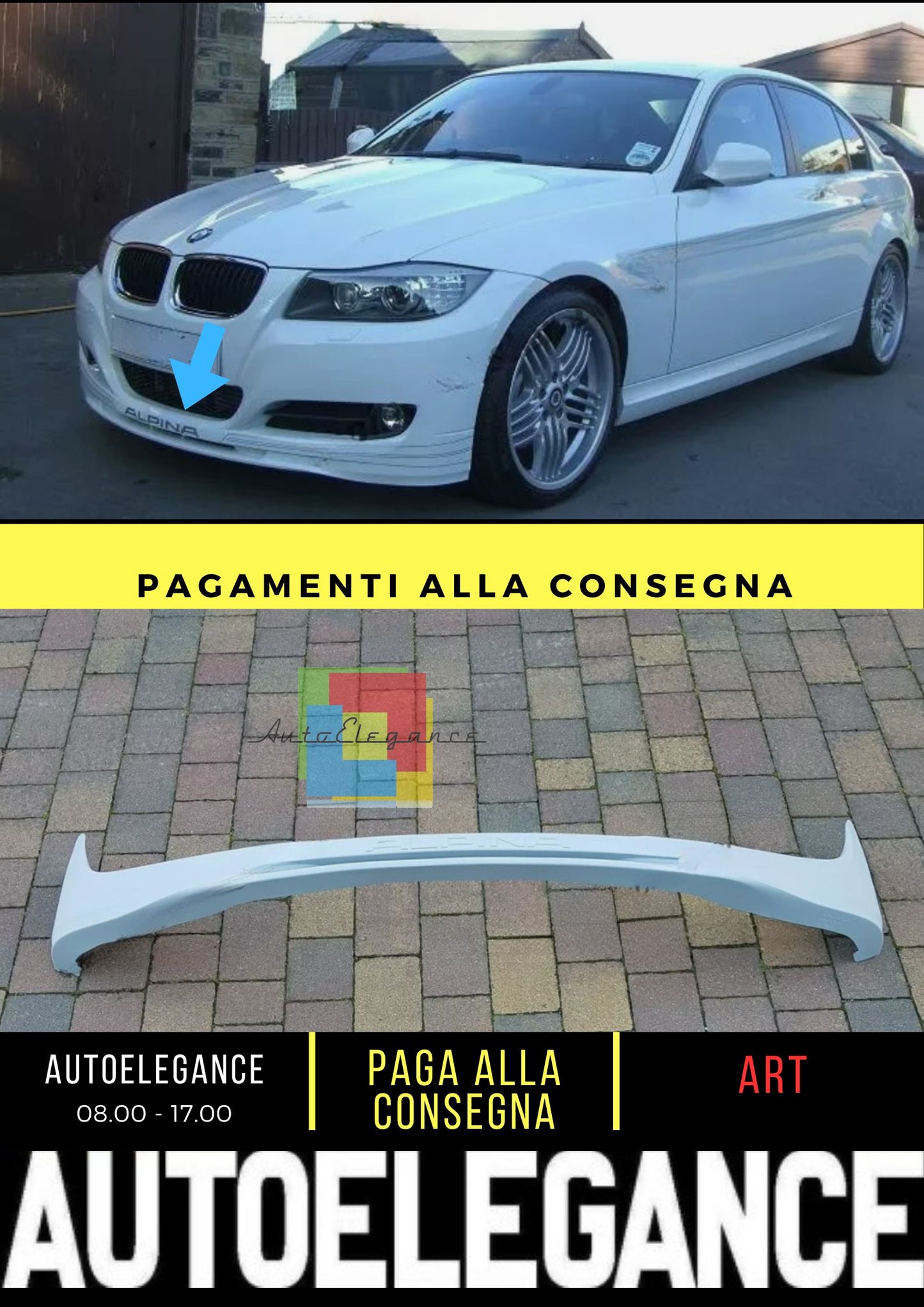 BMW E90 E91 LCI (2009-2012) GONNA ANTERIORE / SPOILER / LABBRO - stile alpina