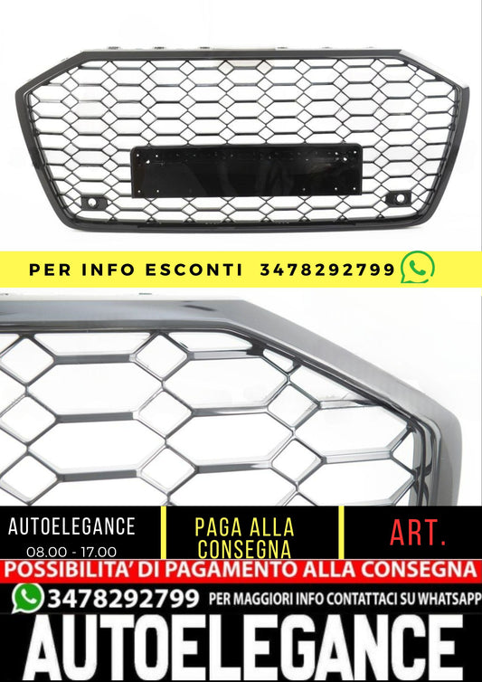 RS6 Look Front Grille for Audi A6 C8 (4A) Sedan Avant (2018-On) Gloss Black