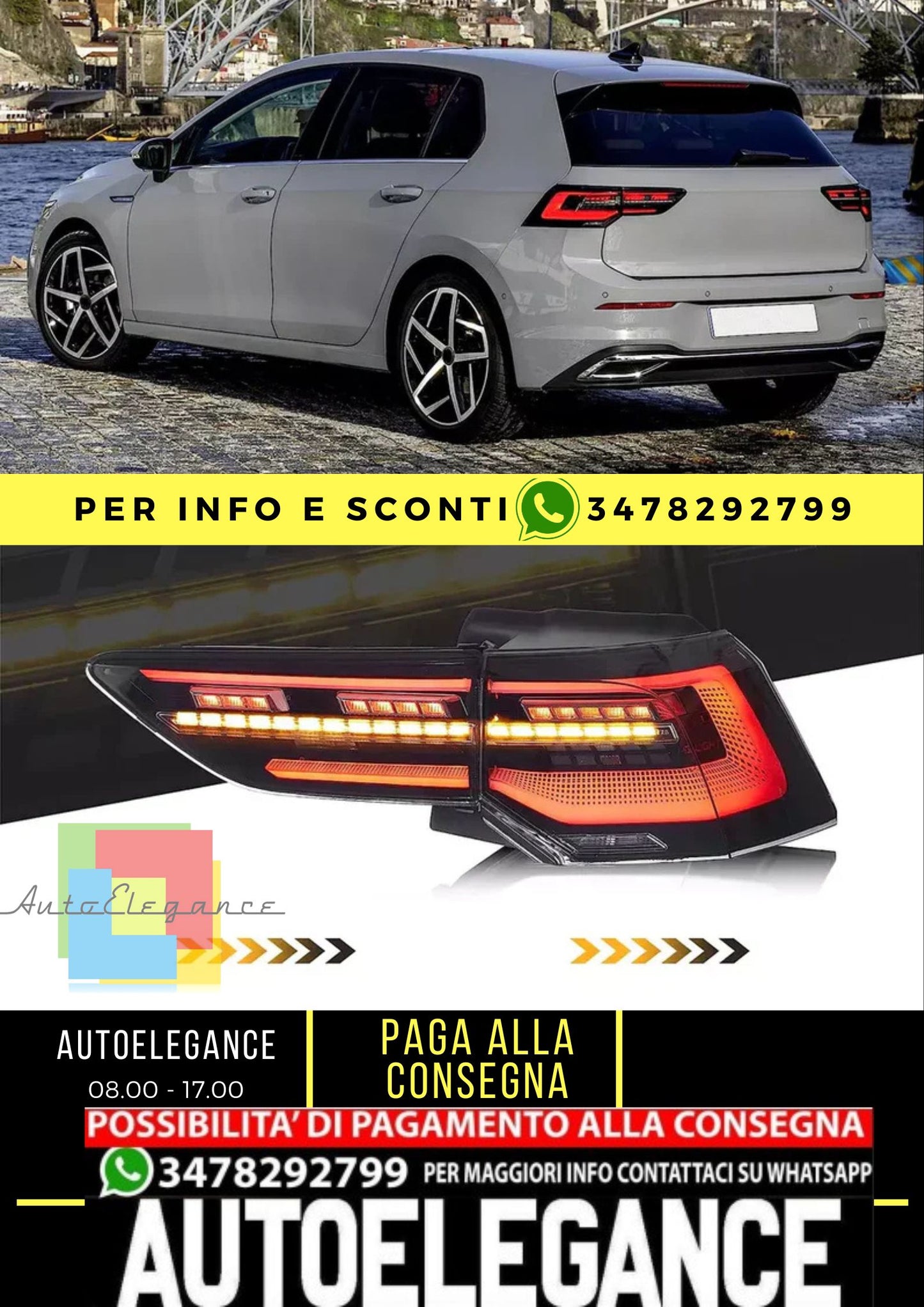 Fanali posteriori a LED per Volkswagen Golf Mk8 2022-2024 (Europa 2020-2024)