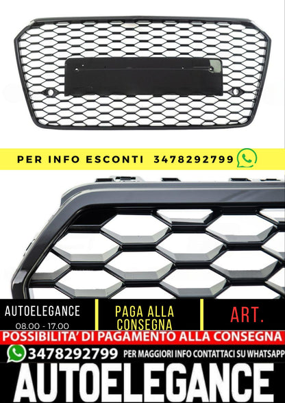 RS7 Look Front Grille for Audi A7 (4G) Sportback Facelift (2015-2018) Gloss Black