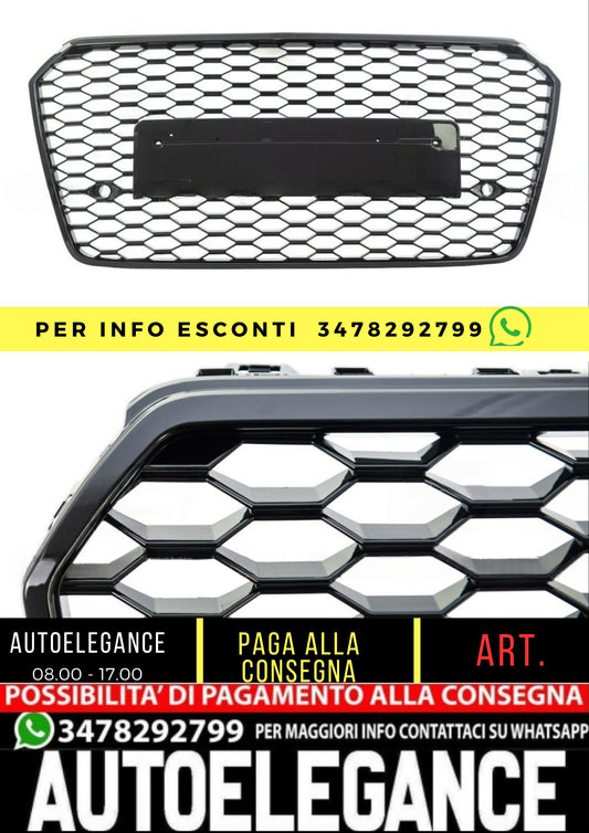 RS7 Look Front Grille for Audi A7 (4G) Sportback Facelift (2015-2018) Gloss Black