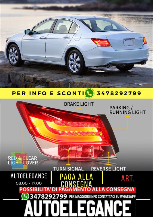 Fanali posteriori a LED 2PCS per Honda Accord Inspire berlina di ottava generazione 2008-2013 (non per coupé)