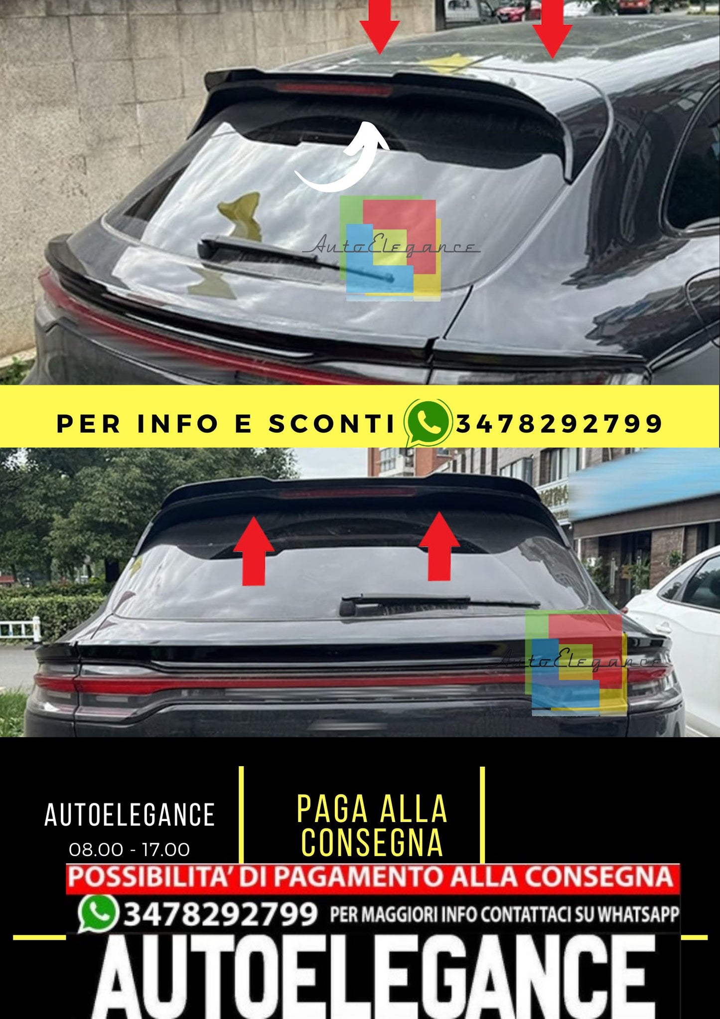 Porsche Macan 2014-2024 SPOILER TETTO nero opaco