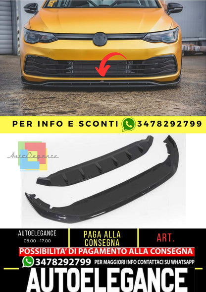 Golf 8 Max V2 Labbro Anteriore 2 Pezzi Pianoforte Nero Vuoto Plastica 2020 in poi