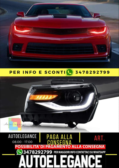 RGB Dual Beam Headlights for Chevy Camaro 2014 2015 with Sequential Amber Color, Multicolor DRL 