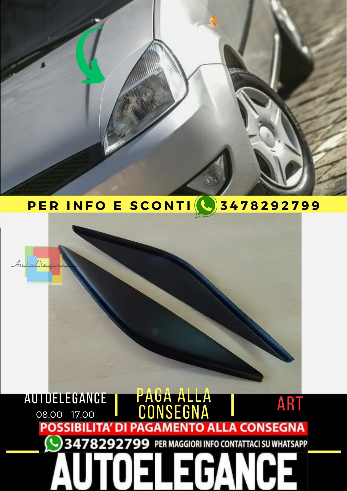 Sopracciglia per FORD FIESTA 6 2001-2005 ABS Plastica palpebre fari
