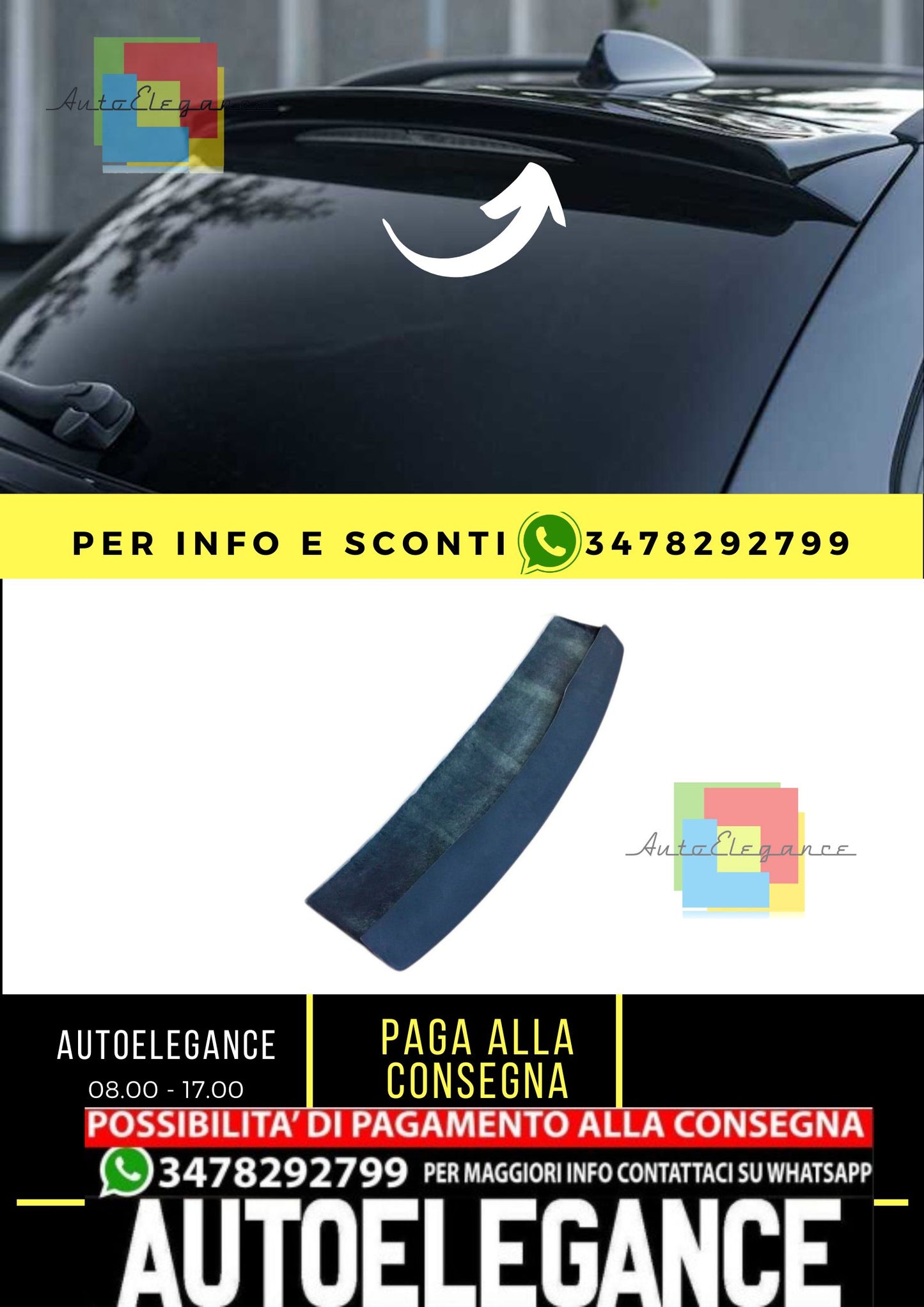 BMW 5 E61 Touring 2003-2010 SPOILER TETTO nero opaco