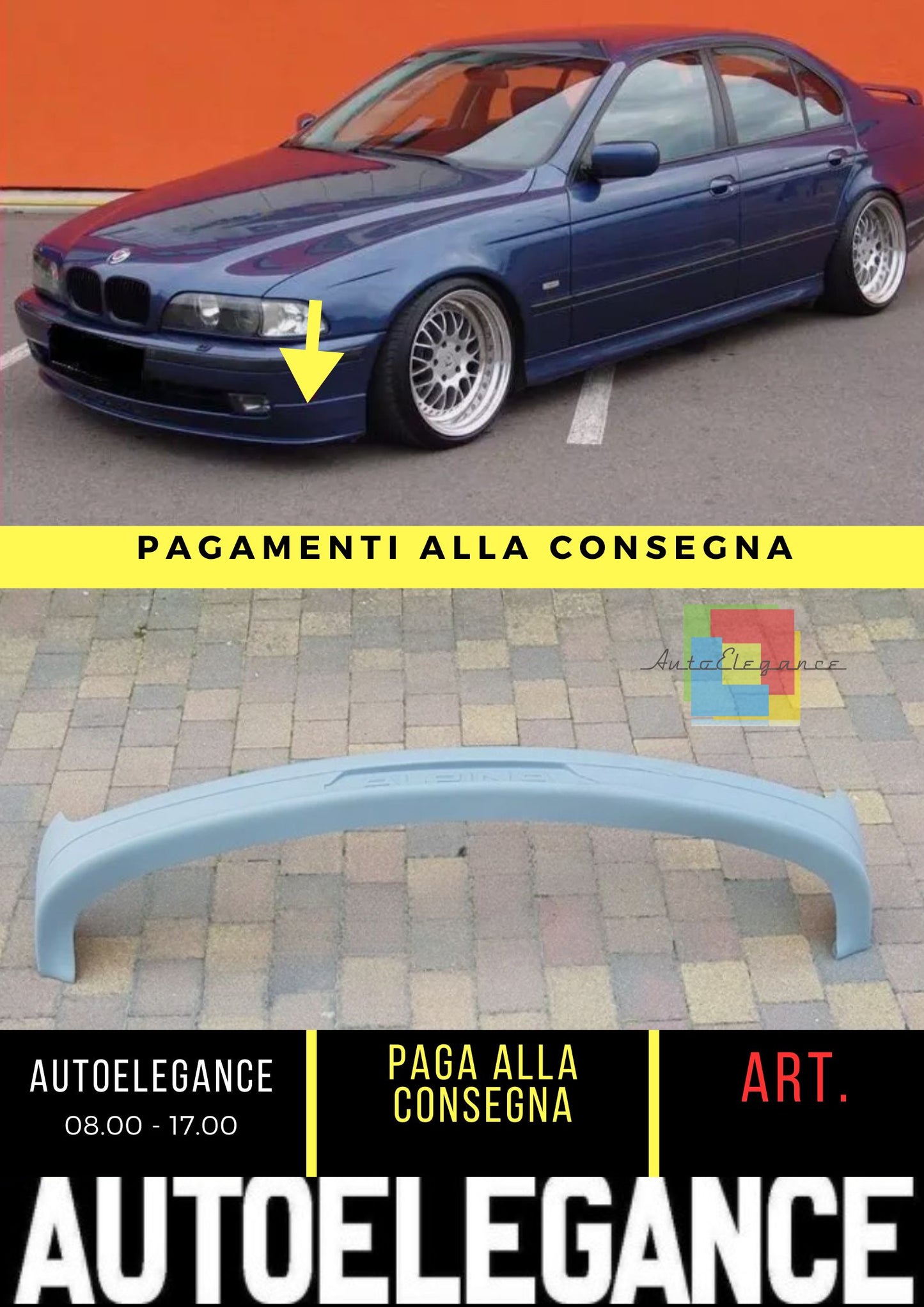 BMW V E39 1995 - 2000 GONNA ANTERIORE / SPOILER / LABBRO ALPINA look +++NUOVO+++