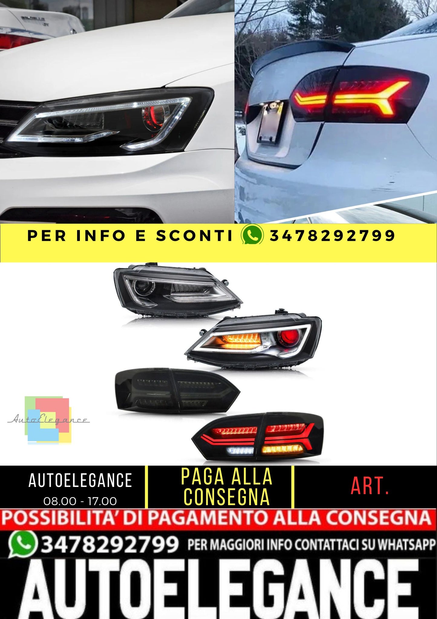 Fari con Demon Eye e luci posteriori per Volkswagen VW Jetta / Sagitar (NON GLI) 2012-2018