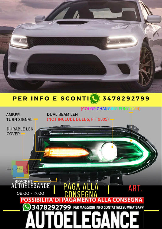 Fari per proiettore RGB per Dodge Charger 2015-UP (obiettivo a doppio raggio con sistema di cambio colore)
