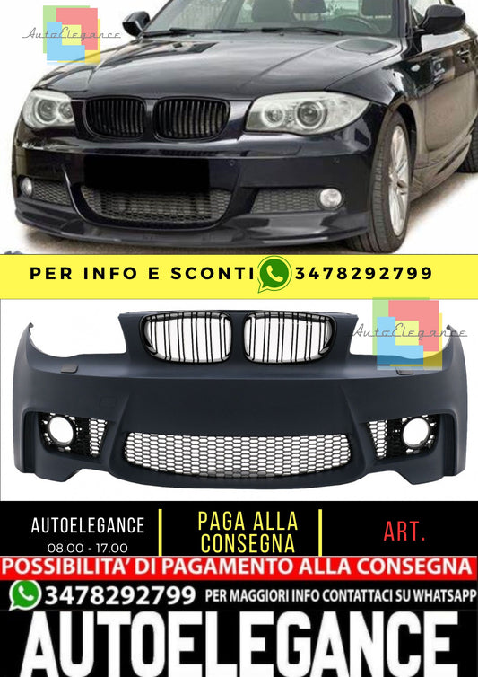 Paraurti anteriore adatto per BMW Serie 1 E81 E82 E87 E88 (2004-2011) 1M Design