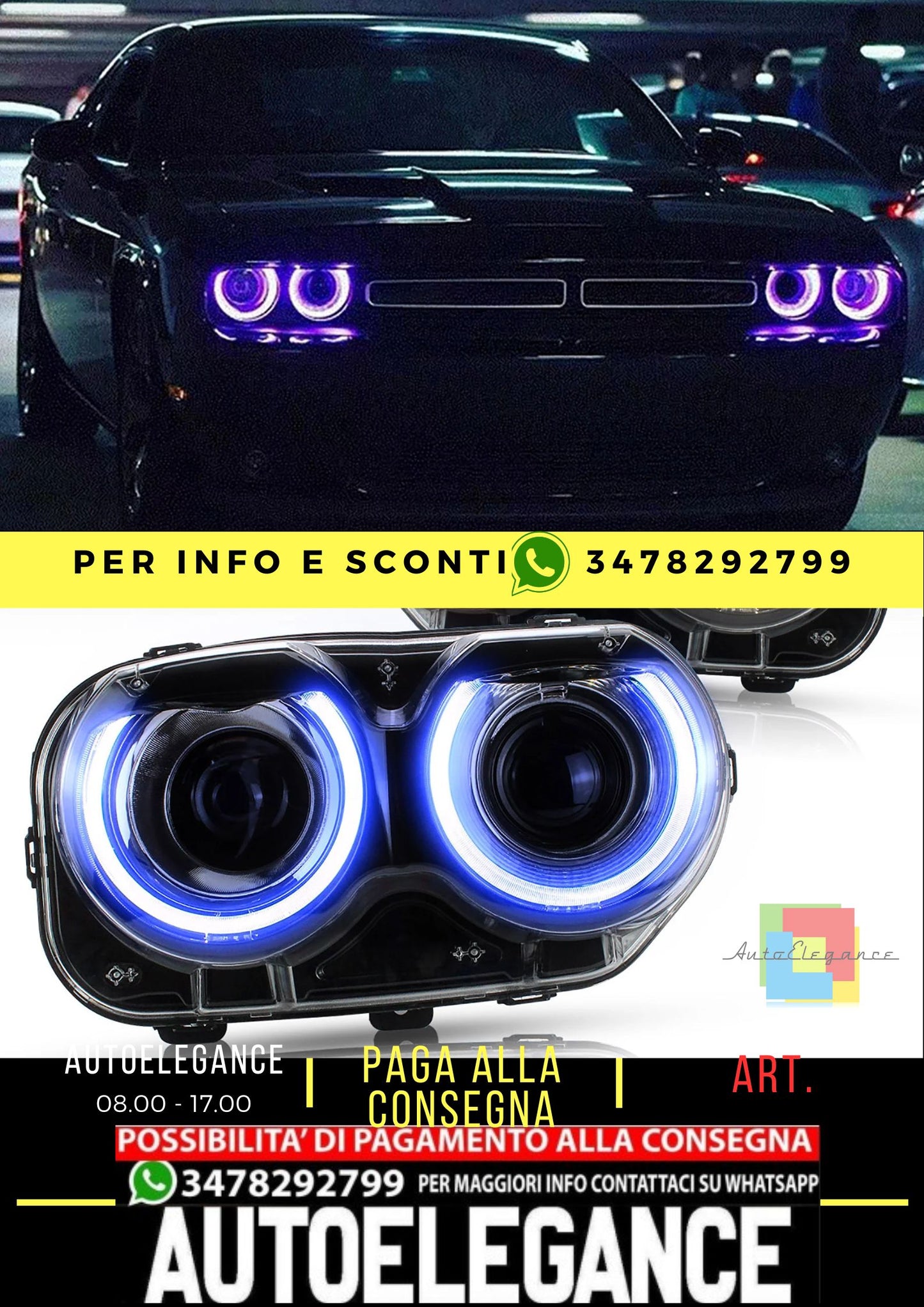 Fari LED RGB per Dodge Challenger 2015-2019 (lampadine non incluse)