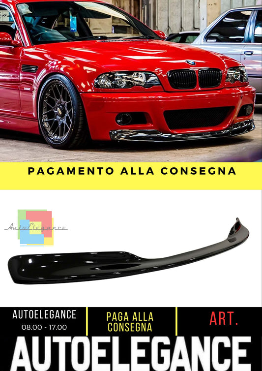 BMW E46 M3 CSL Front Lip Piano Black Vacuum Plastic / 1997-2006